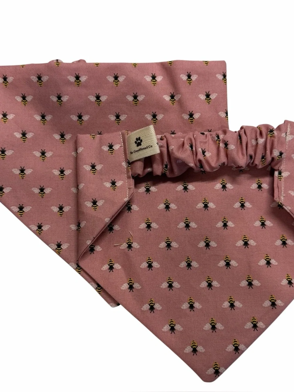 Handmade Rose Pink Busy Bee Scrunchie Dog Bandana - See Size Chart in Photos